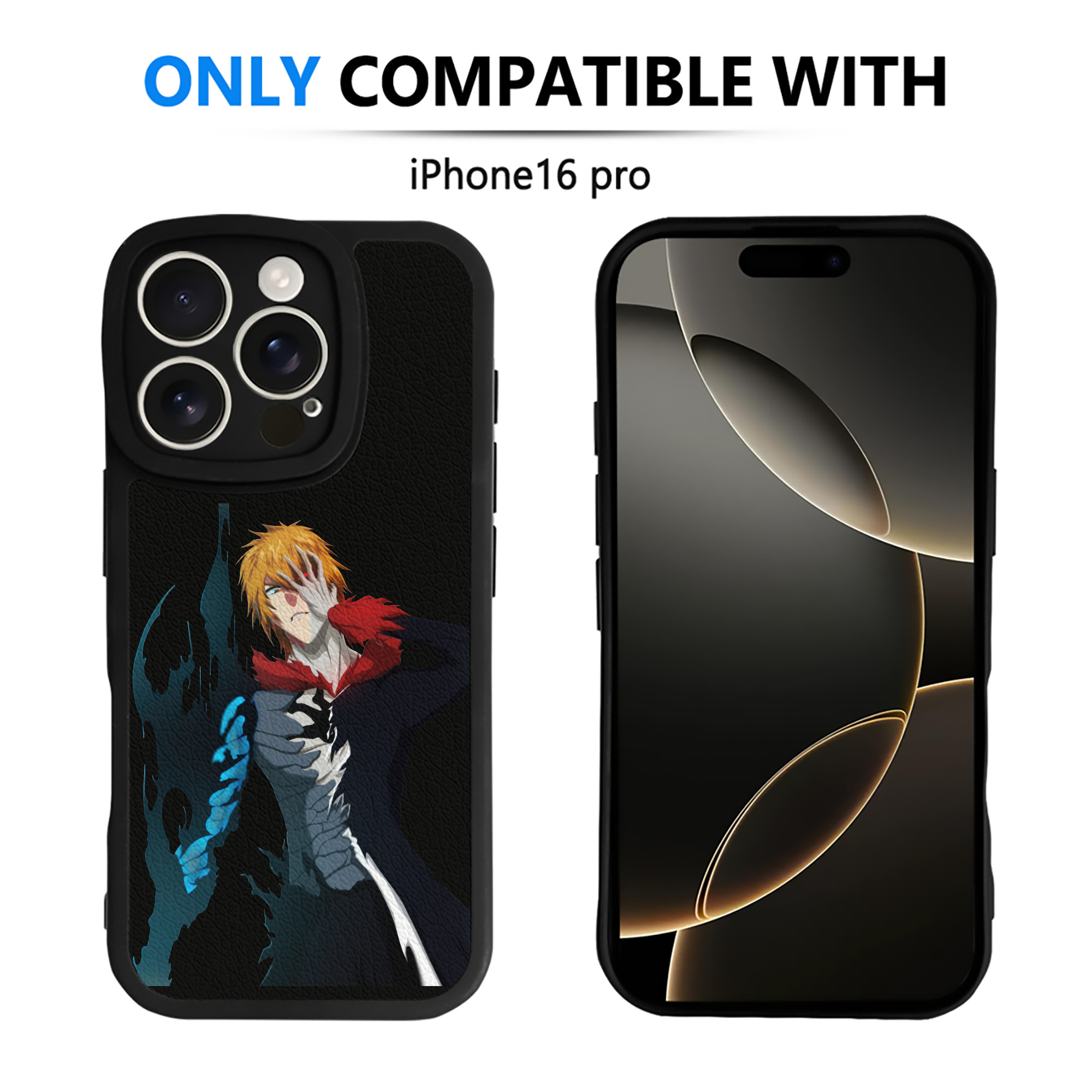 ブリーチ 黒崎一護（くろさき いちご）BLEACH Kurosaki Ichigo 【iPhone 16シリーズ対応】シリコンスマホケース（レザー調） 材質：シリコン